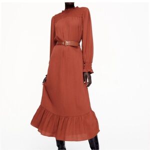 Zara long belted orange  dress